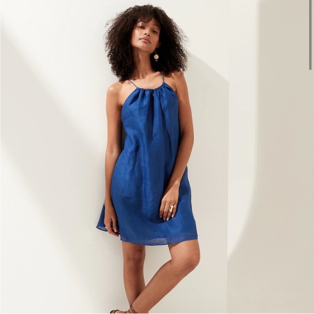 Banana Republic Backless Halter Linen Minidress